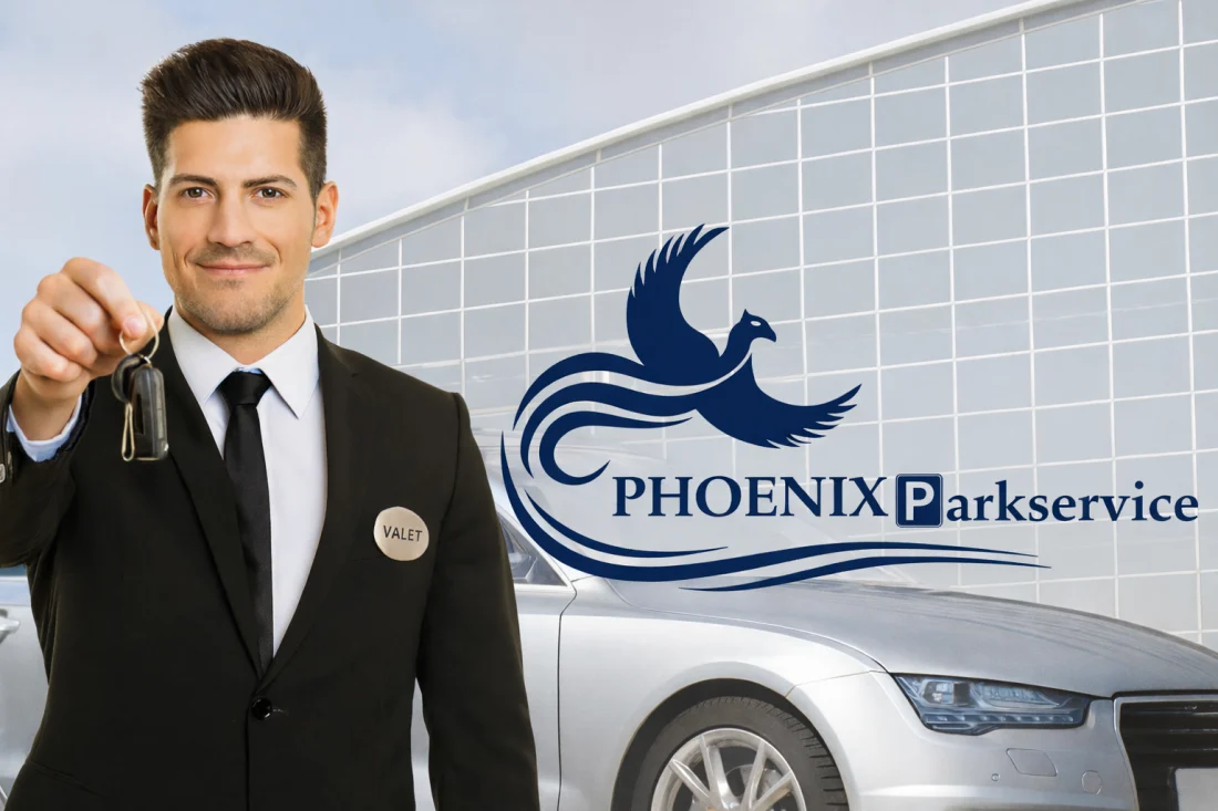 Fahrer des Phoenix Parkservice mit Fahrzeugschlüssel